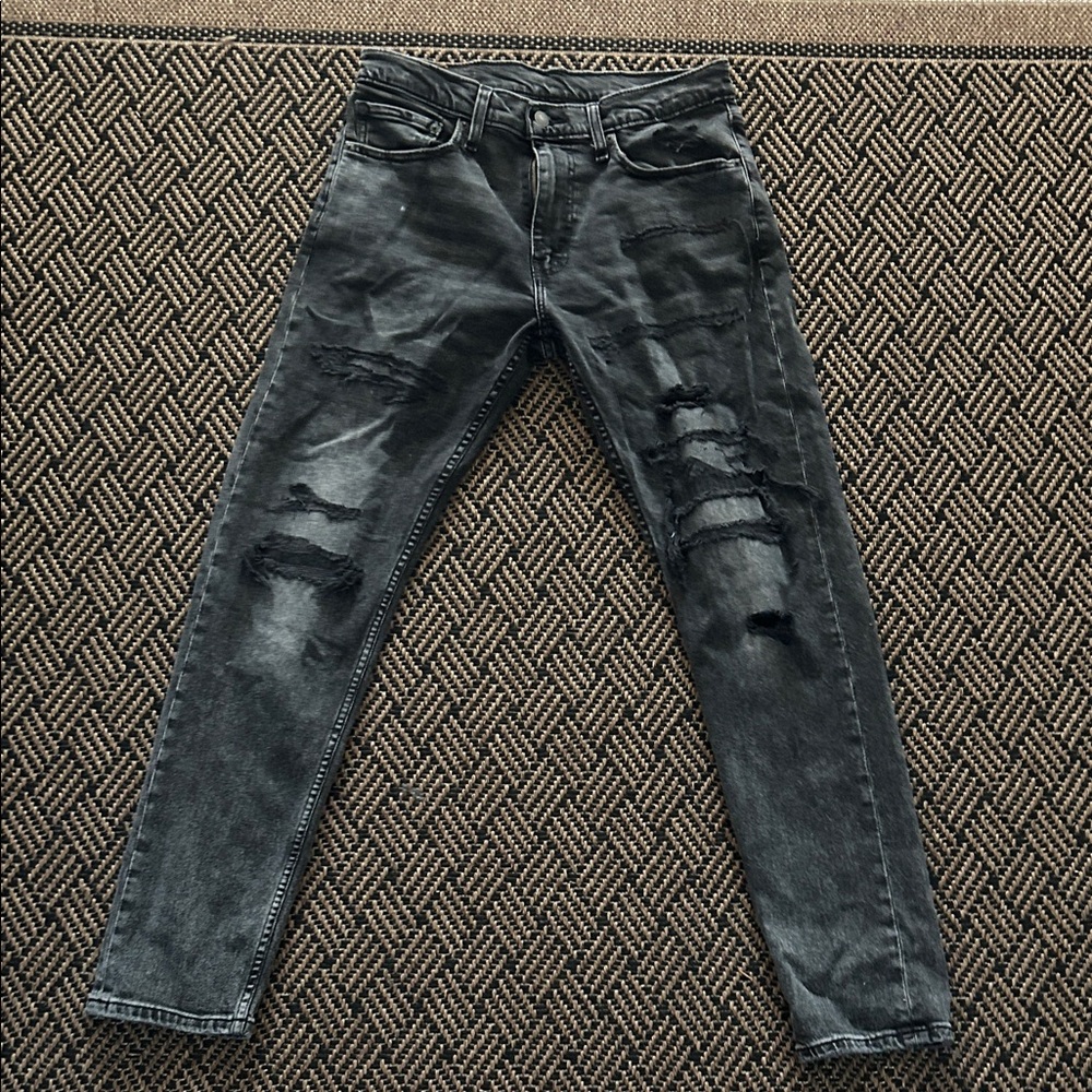 Men's Distressed Black Jeans